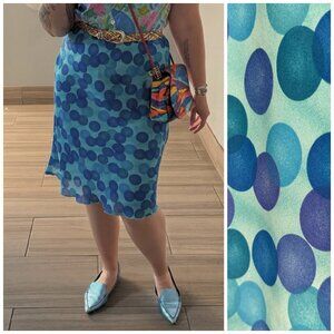 Y2K 00s Clio Bright Blue Polka Dot Pull On Skirt Small